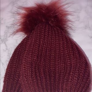 Burgundy Pom hat
